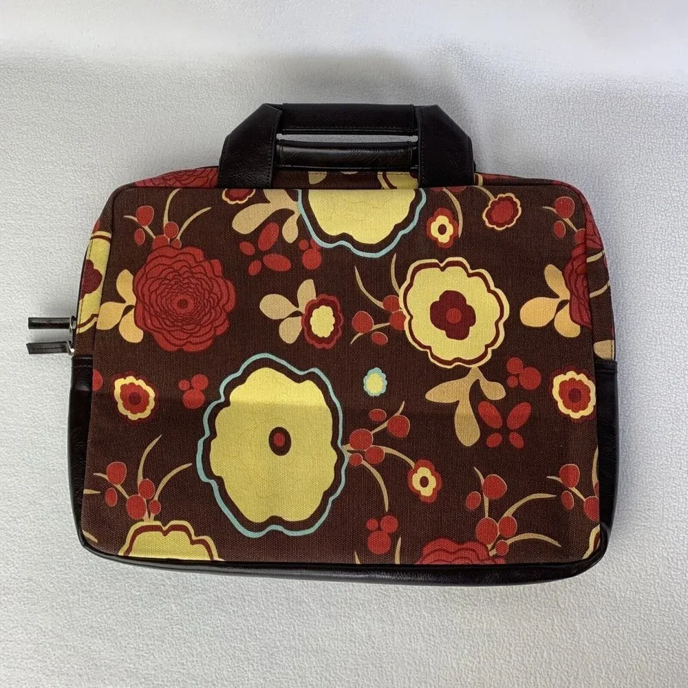 Kailo Chic Collection Slim Brief Notebook Laptop Carrying Case Brown Floral